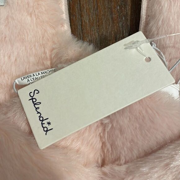 Splendid Light Pink Fuzzy Cross Slide Slippers, NWT - Picture 5 of 7
